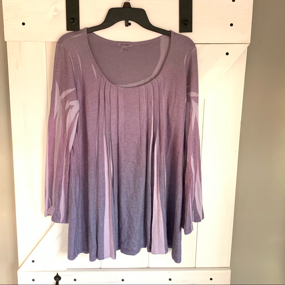 Women’s DB Sport Bohemians Purple Flowy Tunic Sweater Flared Sleeves Medium - Picture 2 of 11